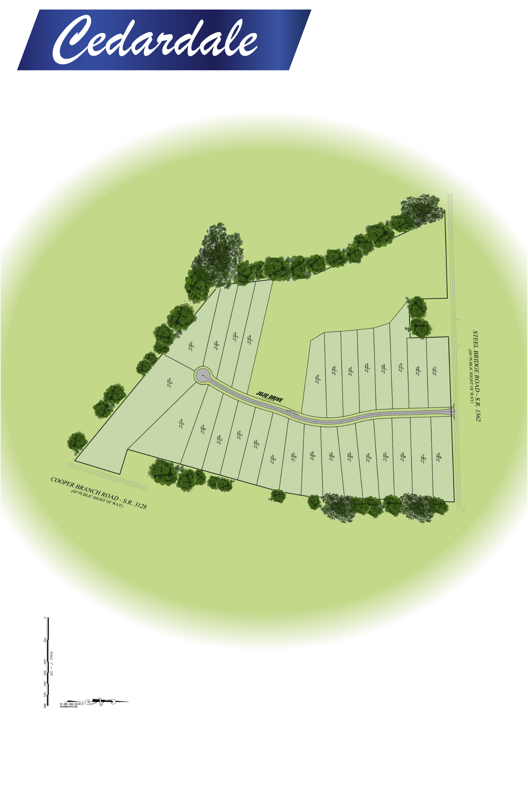 Cedardale subdivision sitemap showing lots in Clayton, NC by RRT Development