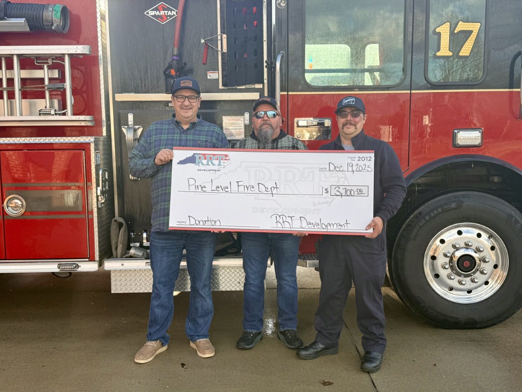RRT Development makes monetary donation to Pine Level Fire Department.